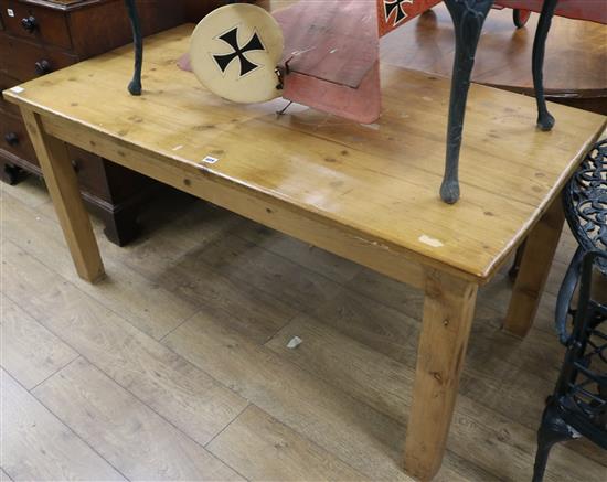 A pine kitchen table W.156cm